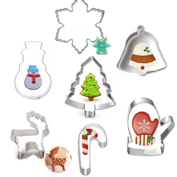7 ks Vianočný Stromček, Snehuliak Snowflake Cookie Cutter Nastaviť Nehrdzavejúcej Ocele Piecť Tortu Sugarcraft Biscuit Fréza Pečenie