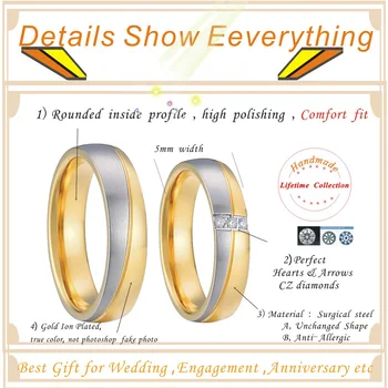 Manželstvo valentine darček zapojenie snubný prsteň pre pár dámske pánske nehrdzavejúcej ocele, prstene anel bague mariage anillos
