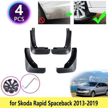 4PCS pre Škoda Rapid Spaceback Hatchback 2013~2019 Blatníky Mudflaps Blatník Blato Klapka Splash Stráže Auto Príslušenstvo 2018