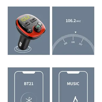 BT09/BT10/BT21/E5/T66 do Auta MP3 Prehrávač, FM Vysielač Auto AUX Bezdrôtovú Automobilovú Modulátor Rádio USB Nabíjačka do Auta na Diaľkové Ovládanie