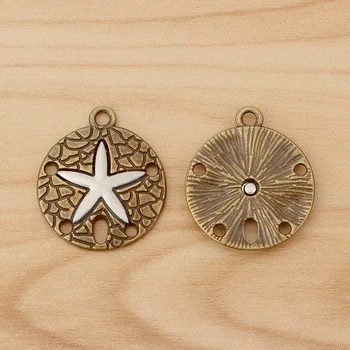 10 Kusov z Tibetského Striebra/Bronz/Gold Sand Dollar s Hviezdice Charms Prívesky na Náramok, Náhrdelník Šperkov 22x19mm