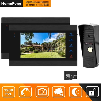 HomeFong Káblové Video Interkom pre domáci Bezpečnostný Systém Video Dvere Telefón s 2 Monitor 1 Zvonček Fotoaparát Detekciu Pohybu Nahrávanie