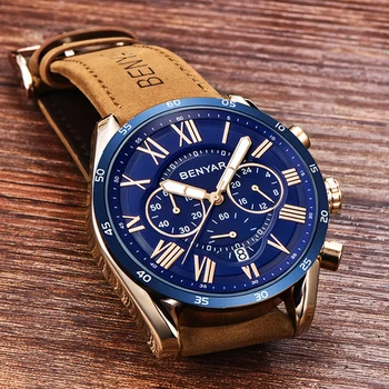 Quartz hodinky pánske BENYAR nový začiatok luxusné značky, chronograf mužov športové náramkové hodinky mužov nepremokavé hodiny hodinky Relogio Masculino