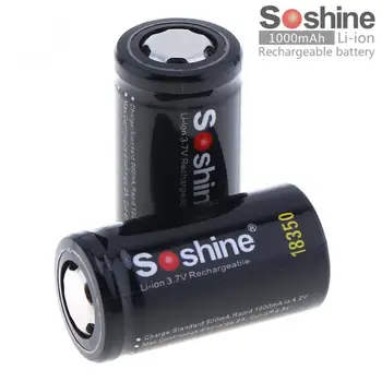 2 ks/veľa Soshine 3,7 V 1000mAh 18350 Li-ion Nabíjateľná Batéria pre LED Baterky Svetlomety