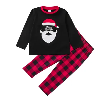 Vianočné Oblečenie Batoľa Dievča Chlapci Vianočný List Karikatúra Tlače T-shirt Long Sleeve Topy+Nohavice Oblečenie Nastaviť Deti Oblečenie