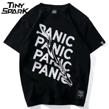 2020 Letné Tričko Panika List Tlač Krátky Rukáv Hip Hop Funny T-Shirt Streetwear Bežné Tshirts Bavlna Topy Tee Nové Módne