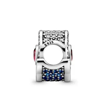 2020 Nové Reálne 925 Sterling Silver Korálky Charms Modrá Ružová Sektor Crystal Perličiek Kúzlo Fit Originálny Náramok Pre Ženy DIY Šperky