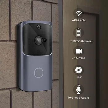Wifi video zvonček pri dverách telefón, intercom batérie zvonček zvonil kamera, bezdrôtové doorphone fotoaparát volanie podpora TF kariet zvonkohry