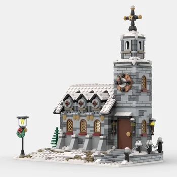 Street View málo zimné cirkvi Constructor Vzdelávacích Hračiek Stavebné kamene, Tehly Pre Deti detský Vianočné Darčeky