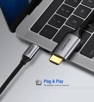 Dbg USB C HDMI-compatibleI Kábel Typ C pre HD-MI Rozhranie Thunderbolt 3 Adaptér pre MacBook Podpora 4K H-D