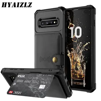 HYAIZLZ S20 Ultra Magnetické Brnenie puzdro pre Galaxy Note 10 S10 S9 Plus Držiak do Vozidla Telefón Usne Shell Card, Peňaženky Zadný Kryt