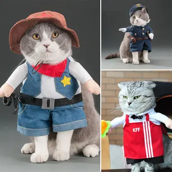 Na jar a na Jeseň Pet Mačka Roztomilý Vtipné Kostýmy Mačky, Psov, Oblečenie Stojí Transformácie Stereo Cosplay Ropa De Perros Mascotas