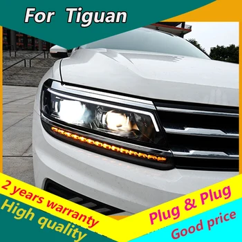 KOWELL Auto Styling pre VW Tiguan Svetlomety 2017 Nový Tiguan LED Reflektor LED DRL Bi Xenon Šošovky Svetlometov Dynamické zase signál