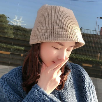 Nové Jesenné Zimné Dizajn Žena Muž Japonský Štýl, Módne Jednoduché Jednofarebné Výlet Bežné Vietor Dôkaz Vlna Pletené Vedierko Hat