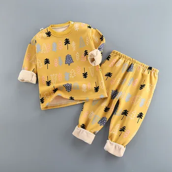 Deti Pyžamá Pre Chlapcov, Dievčatá Rebrovaný PJS Oblečenie Set sa S Plnou Rukáv Top a Nohavice Deti Mäkké Jesenné Odev Sleepwear