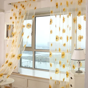 Kvetinový Vytlačené Priesvitné Závesy Obývacia izba, Kuchyňa Tylu Úplnej Panel Záclony Na Okne Voile Závesy pre Spálne