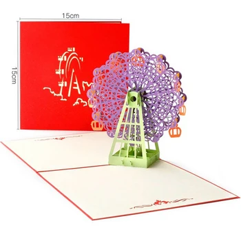 3D Pop-Up Karty Ruské Koleso Darčeky, Pohľadnice Ručné Pohľadnice, Obálky Pre Strany Výročie Svadby Valentines Day