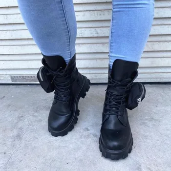 Úplne Nové Námestie Podpätky Platformu Kabelku Dekorácie Vojenské štýl falošné kožené topánky, Módne Zimné Topánky, Ženy Derby topánky Žena