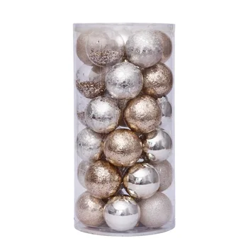 6typ 30pcs Zlaté transparentné plastové guľôčkové ozdoby adornos de navidad 2021christmas dekorácie pre domov Vianočný stromček prívesok