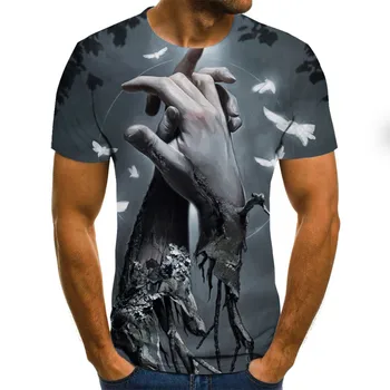 Muži oblečenie 2020 Nové Pánske Letné Lebka Mužov Krátky Rukáv T-shirt 3D print t Shirt Bežné Priedušná zábavné tričká