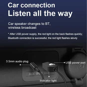 USB Bluetooth Audio Adaptér 3,5 mm Aux Auto Handsfree Bezdrôtový Prijímač Dongle Bluetooth Stereo Audio 5.0 Prijímač pre Reproduktor
